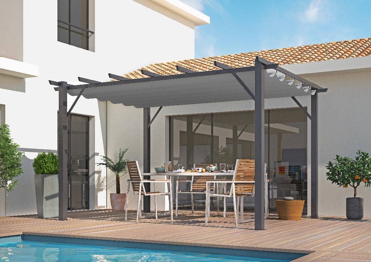 Habrita - Pergola 100% aluminium couleur grise 12 m2 - épaisse Habrita - Imagen 3