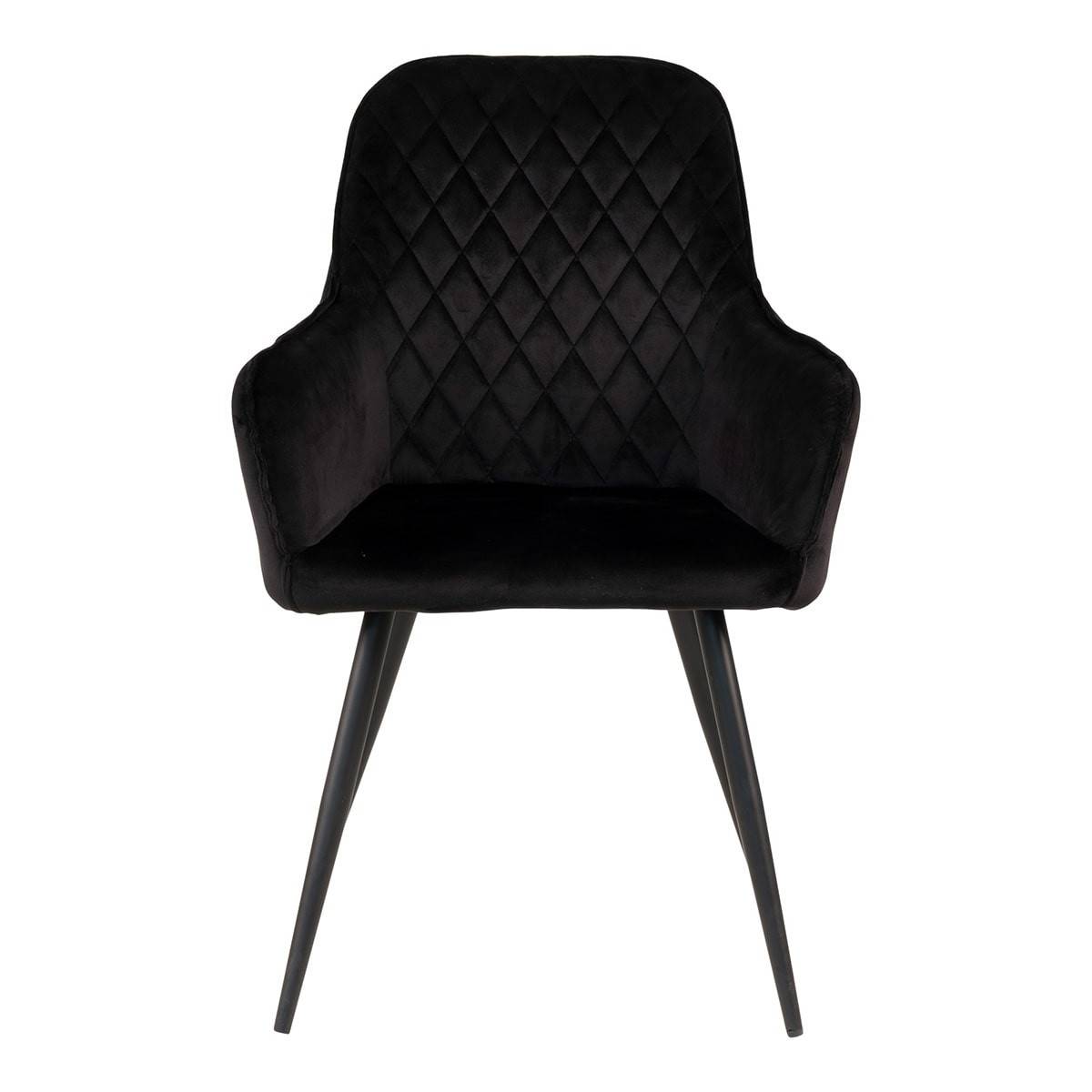 ALTOBUY - Lot de 6 Fauteuils Velours Noir et Piétement Acier Noir - VIBY