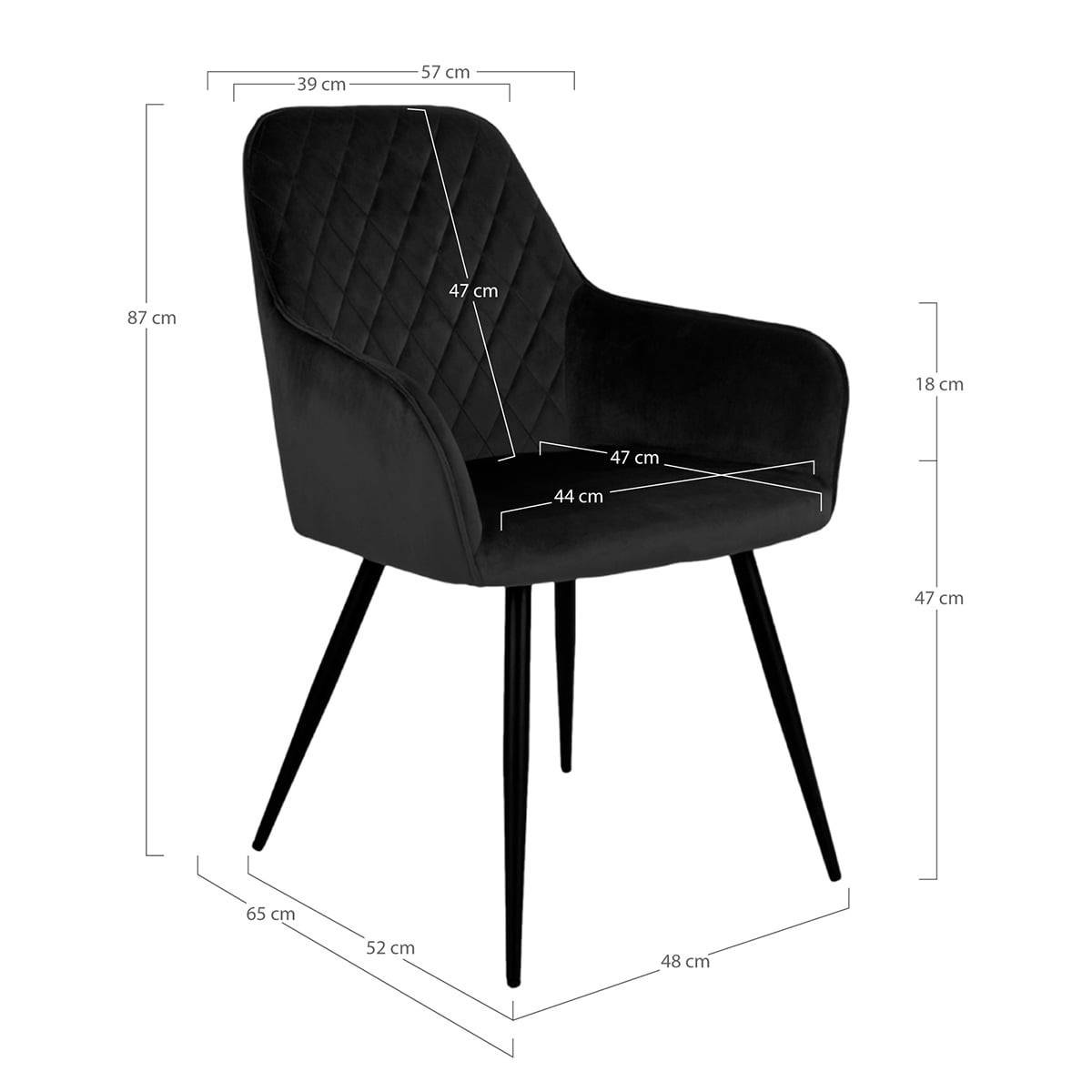 ALTOBUY - Lot de 6 Fauteuils Velours Noir et Piétement Acier Noir - VIBY - Image 3