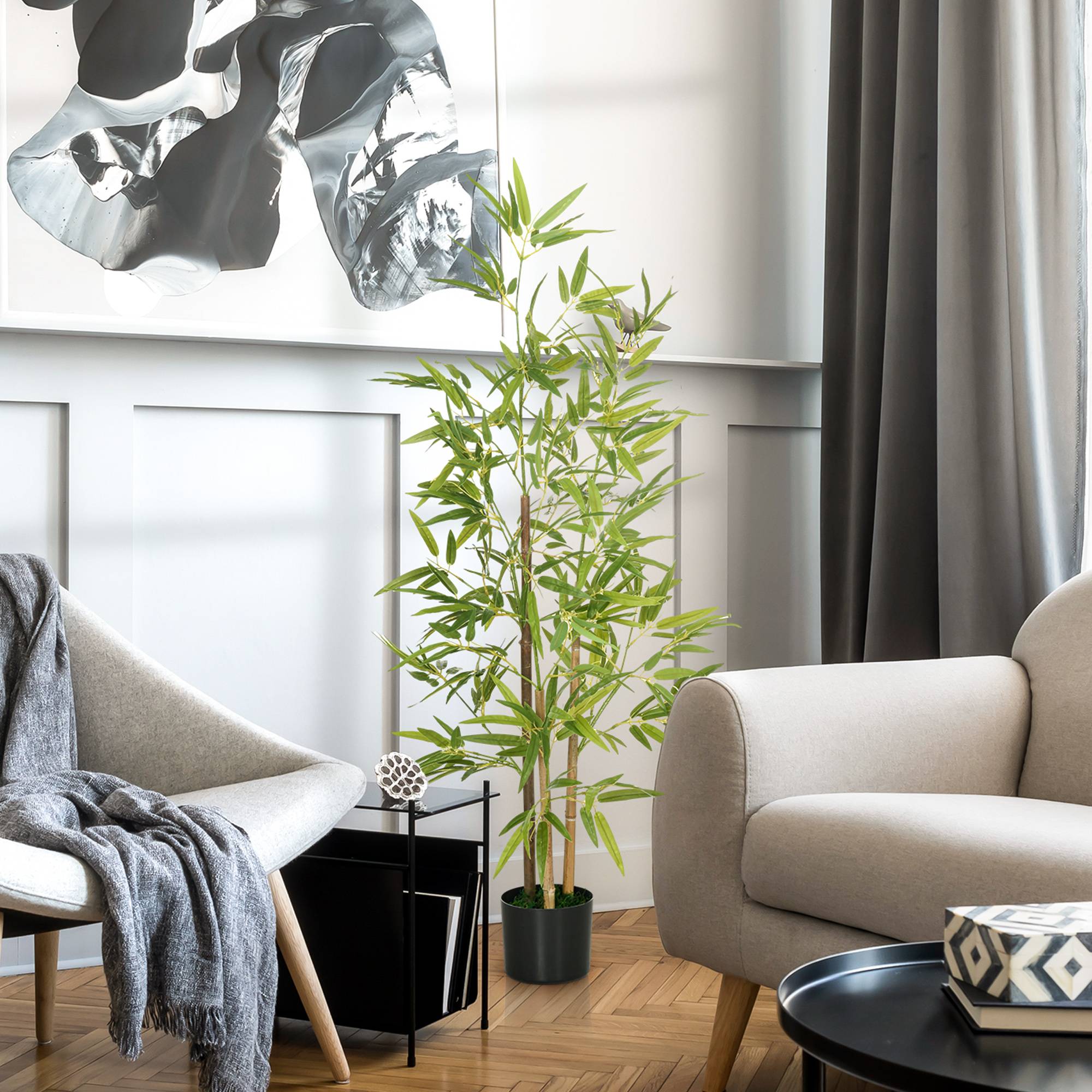 Bambou artificiel plastique PE vert 15 x 15 x 120 cm - PANGIVO - Image 3