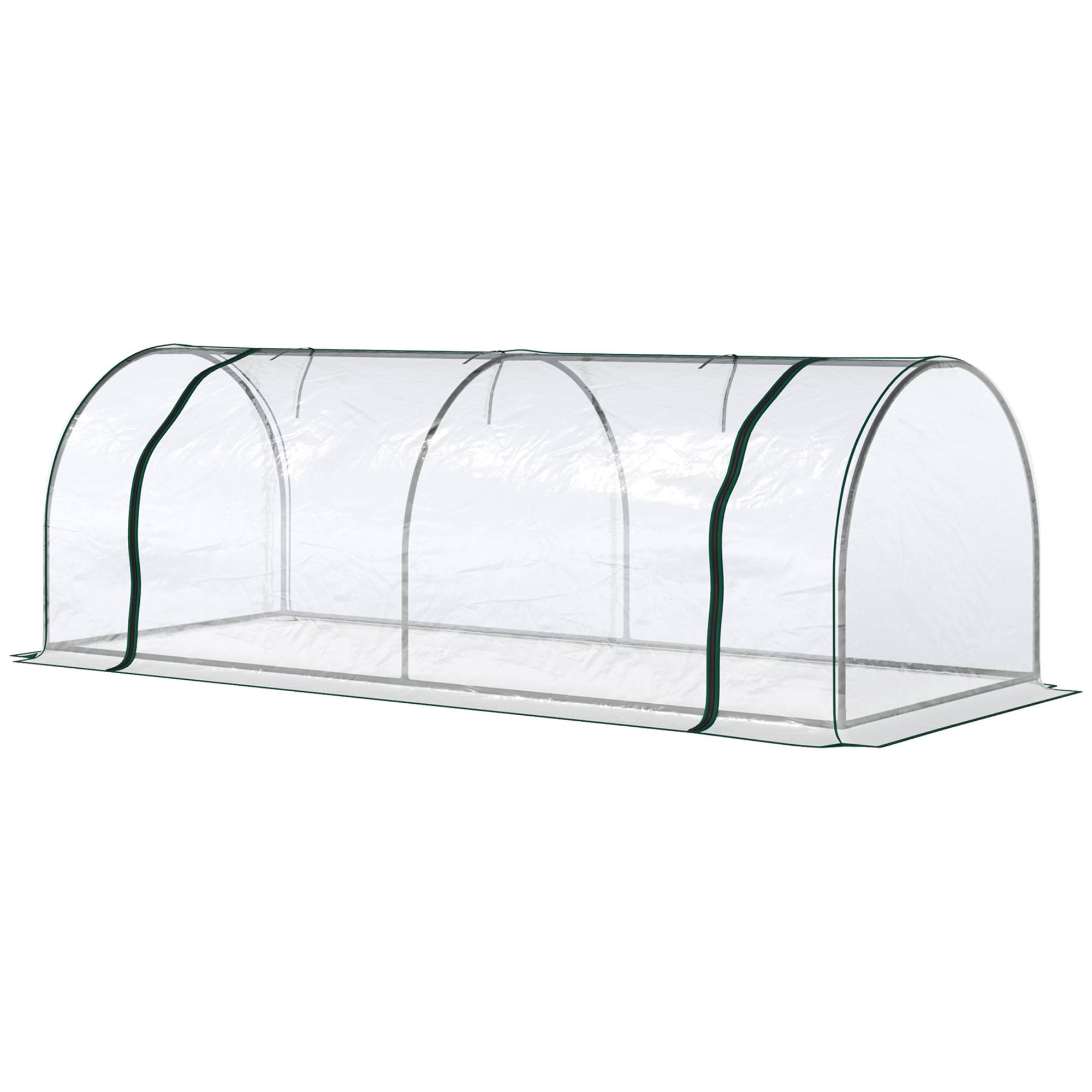 Serre de Jardin Tunnel mini serre tunnel serre à tomates 2,5L x 1l x 0,8H m Grande Porte zippée bâche PVC Transparent métal époxy Vert