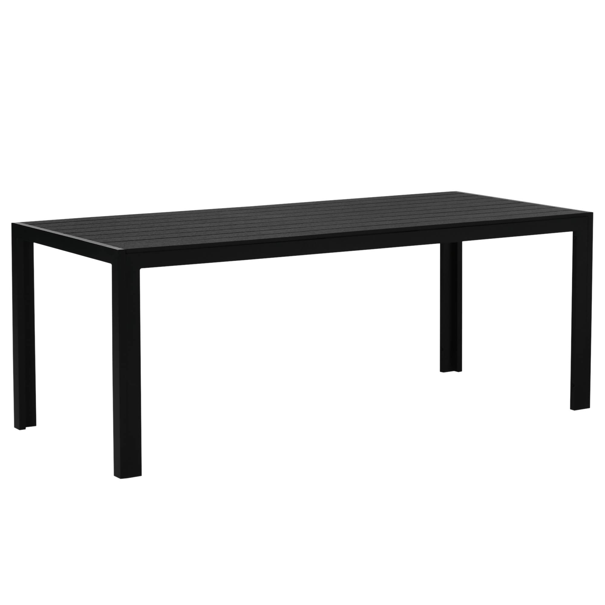 Table de jardin en plastique aspect bois résistante aux intempéries, surface antidérapante multifonction balcon terrasse camping, noire 190x84,5x72 cm - Image 9