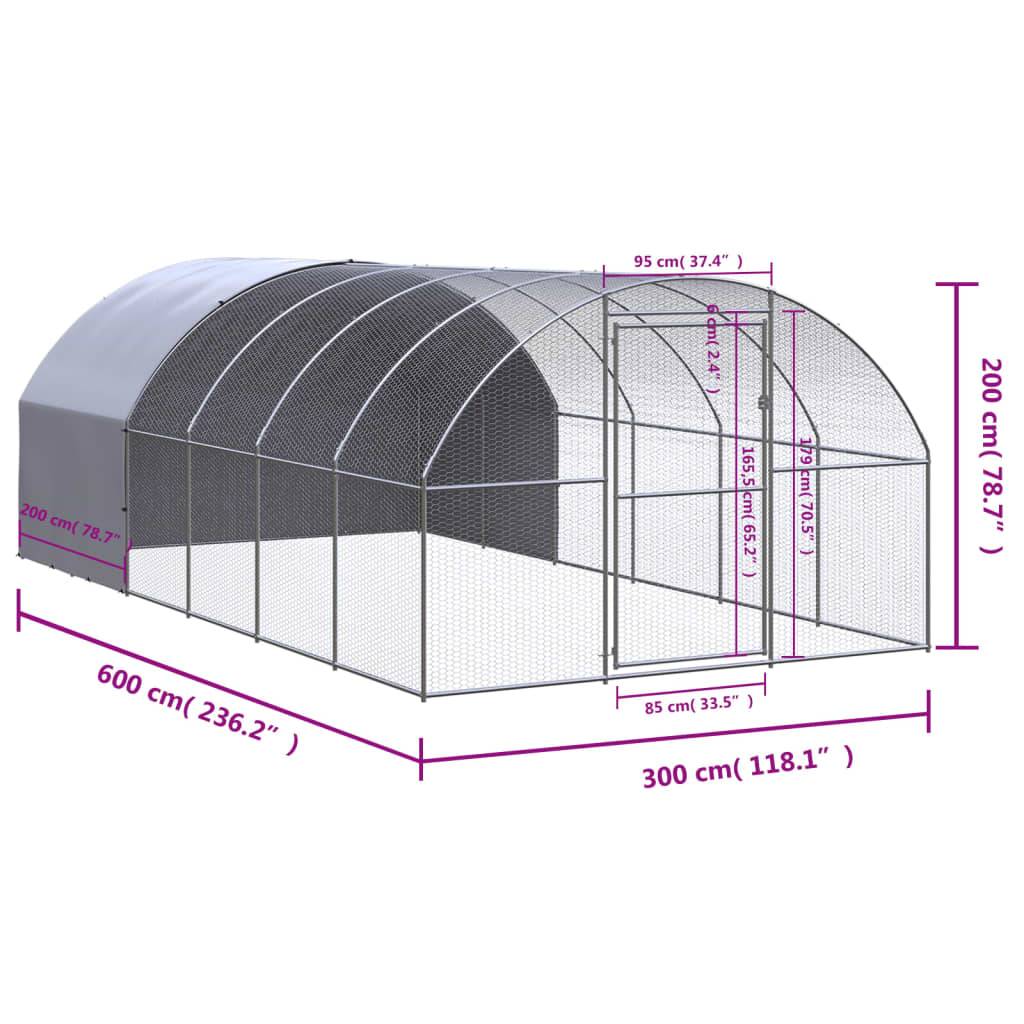 Vidaxl - Poulailler d'extérieur 3x6x2 m Acier galvanisé vidaXL 3095474 - Image 3