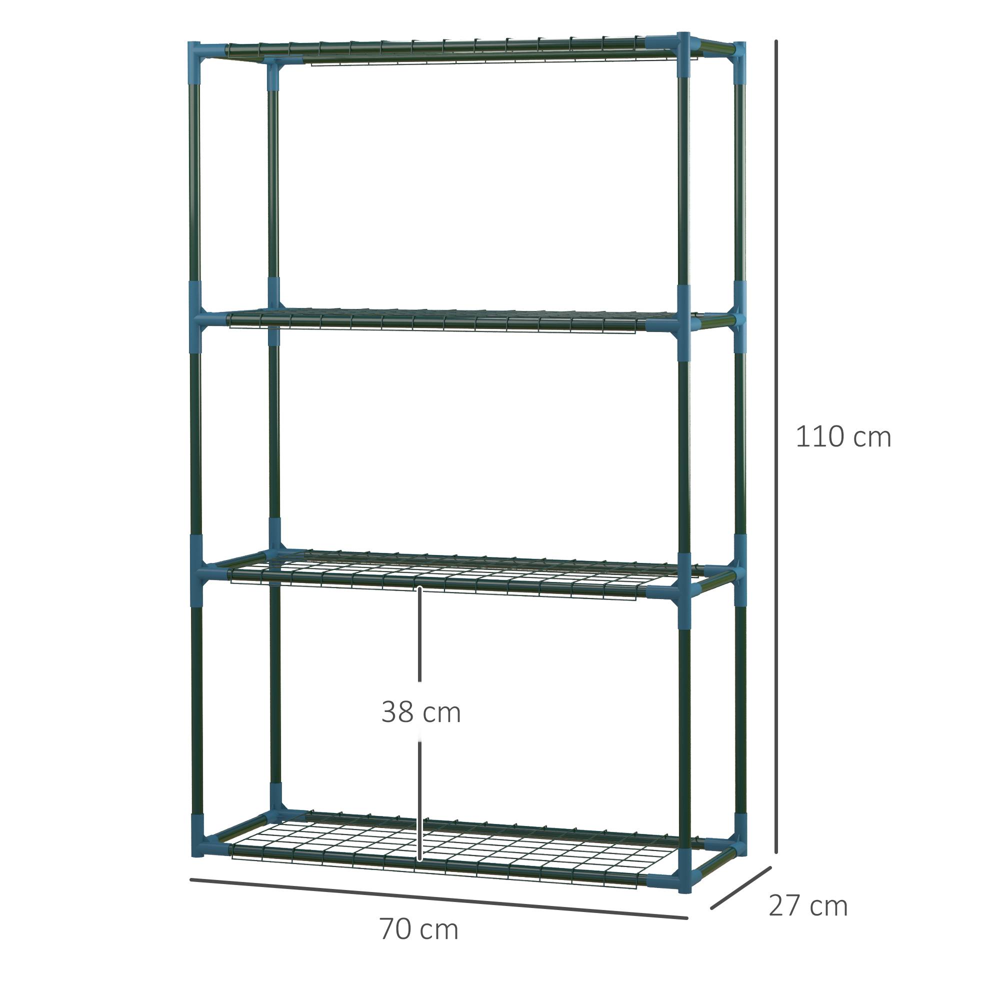 Lot 2 étagères à plantes métal pour balcon intérieur 4 niveaux modulables 70x27x110cm vert - ComfortXL Outdoor Living - Image 5