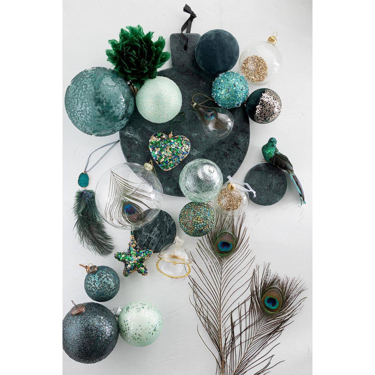 J-Line - Boite de 6 boules de Noël en verre vert 7.3x7.3x11 cm - J-Line - Image 2
