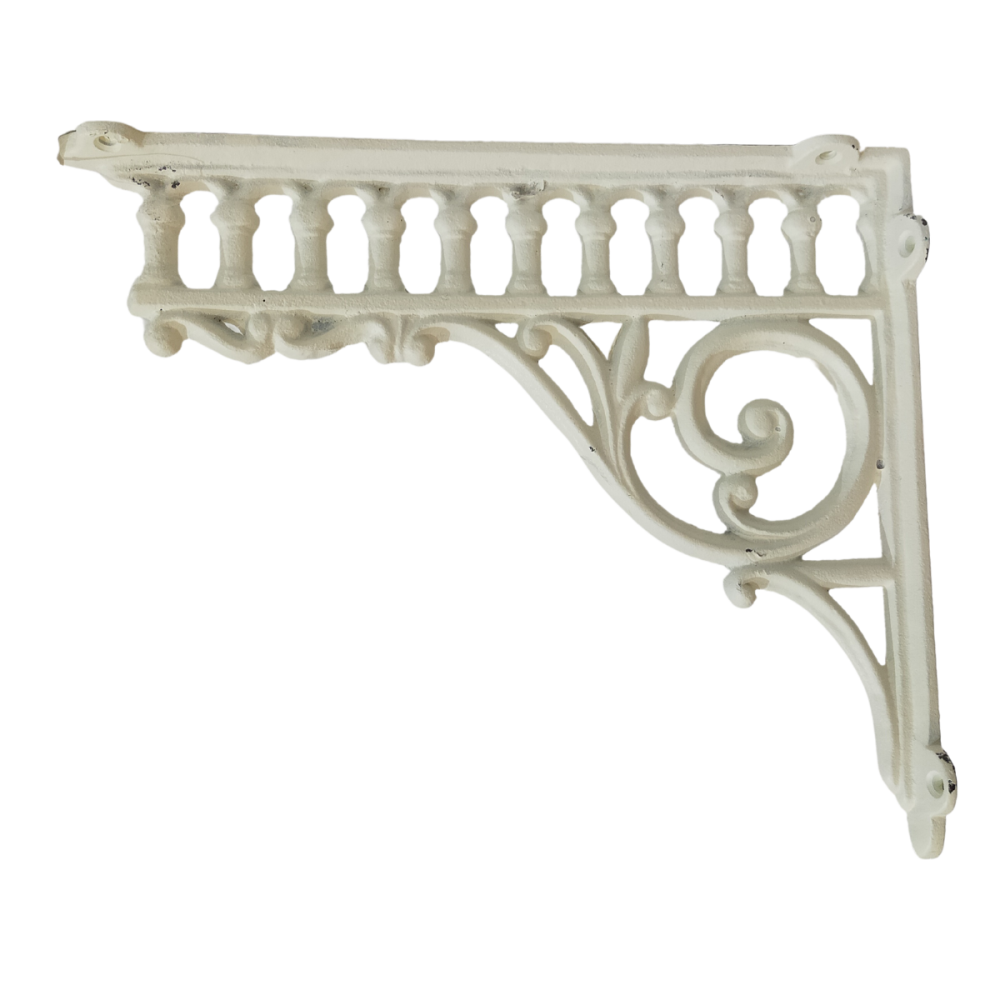 Équerre fixation étagère vintage ancienne fonte blanche 27 x 22.5 cm Chemin de campagne - Imagen 1