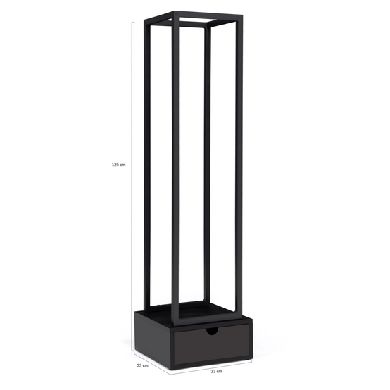Range bûches vertical acier noir H. 125 CM avec tiroir pour cheminée - Image 5