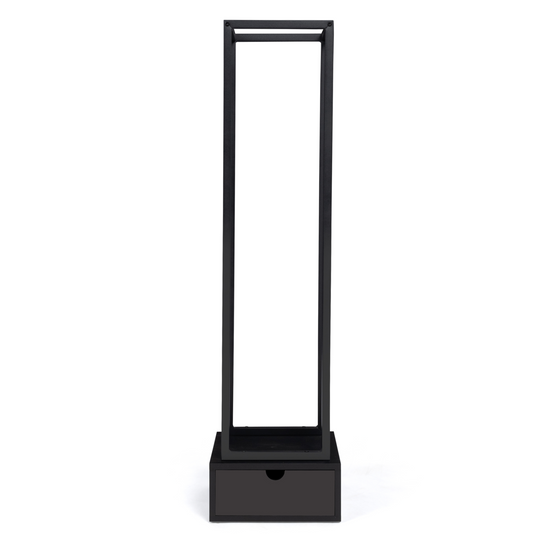 Range bûches vertical acier noir H. 125 CM avec tiroir pour cheminée - Image 3