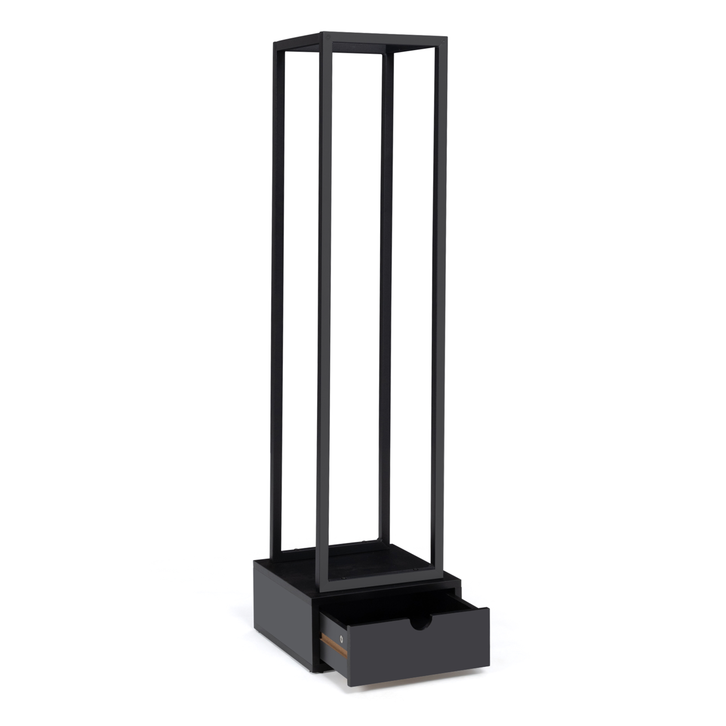 Range bûches vertical acier noir H. 125 CM avec tiroir pour cheminée - Image 4