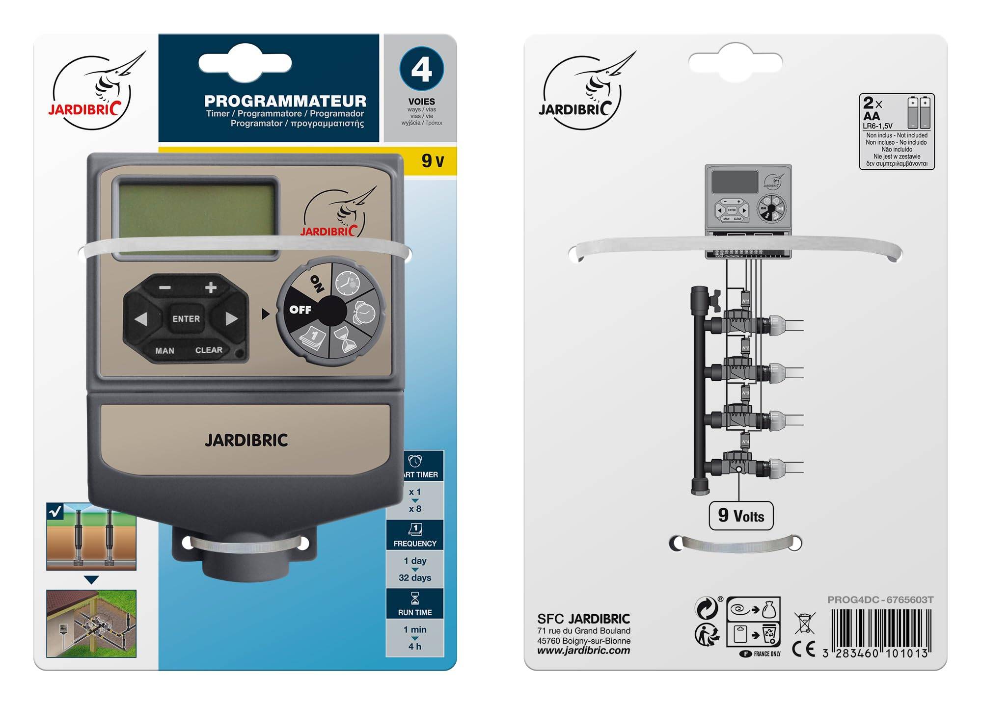 Jardibric - Jardibric - Programmateur Arrosage 9V 4 Voies - 2 Programmes Indépendants Multi-Zones Électrovanne - Imagen 7