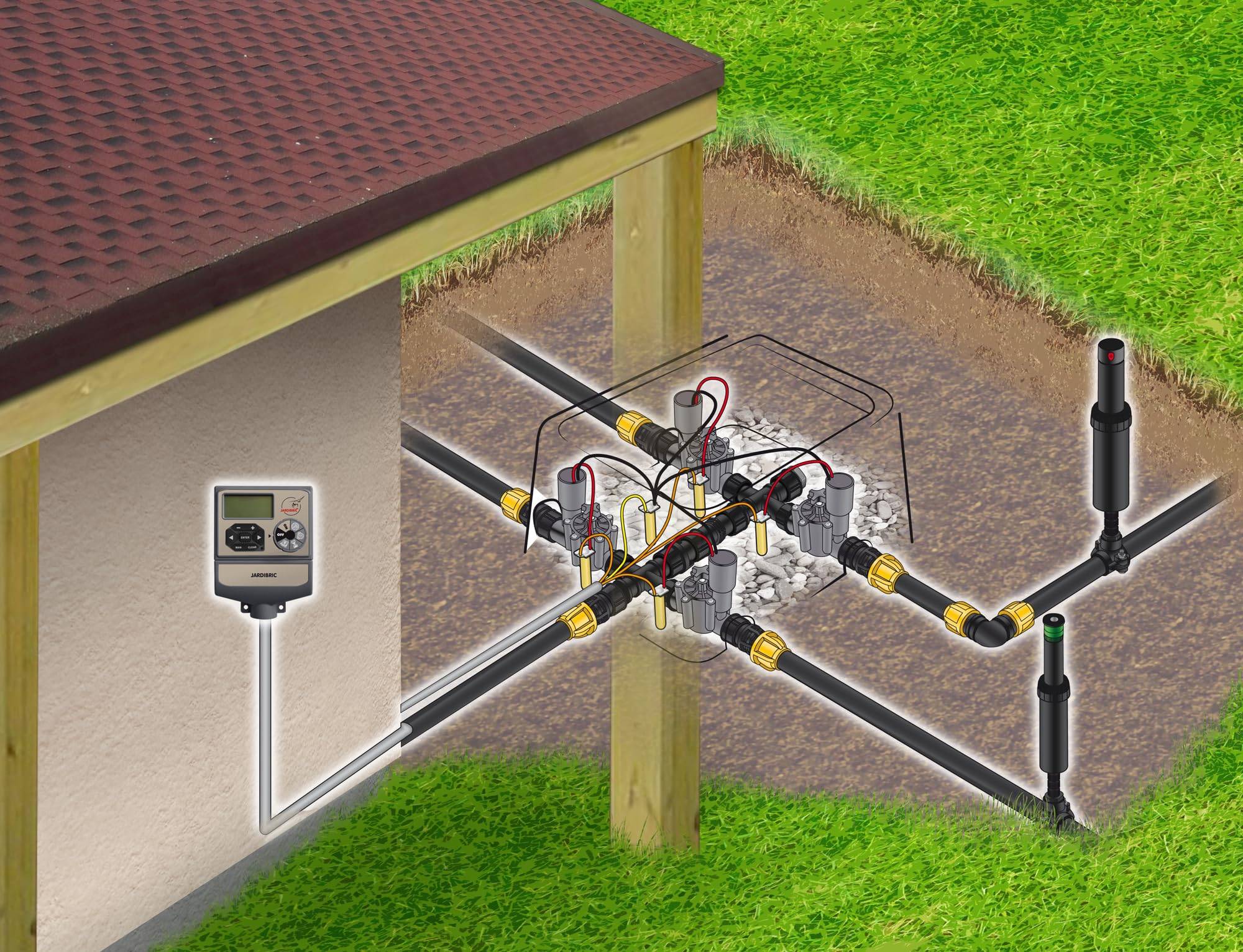 Jardibric - Jardibric - Programmateur Arrosage 9V 4 Voies - 2 Programmes Indépendants Multi-Zones Électrovanne - Imagen 6