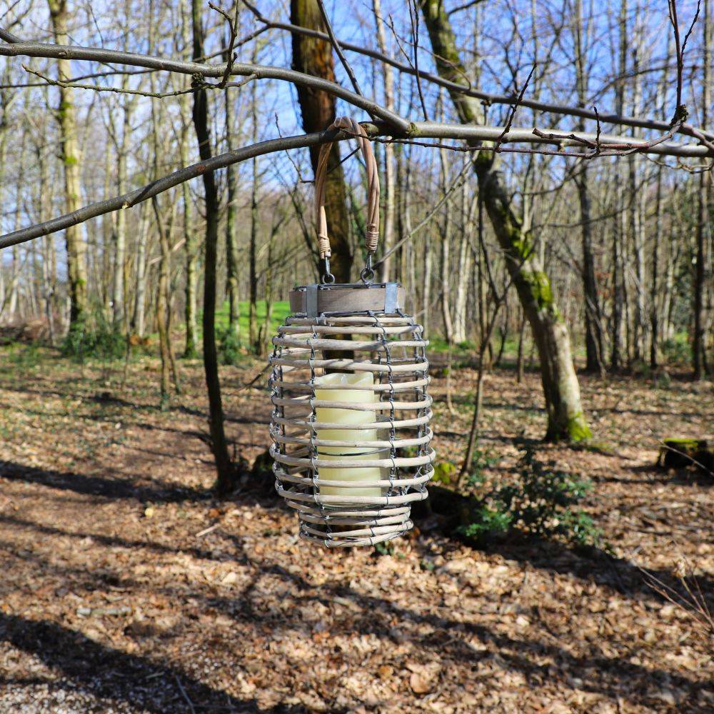 Lanterne jardin extérieur à poser bougie ancienne rotin 30 cm Chemin de campagne - Imagen 2