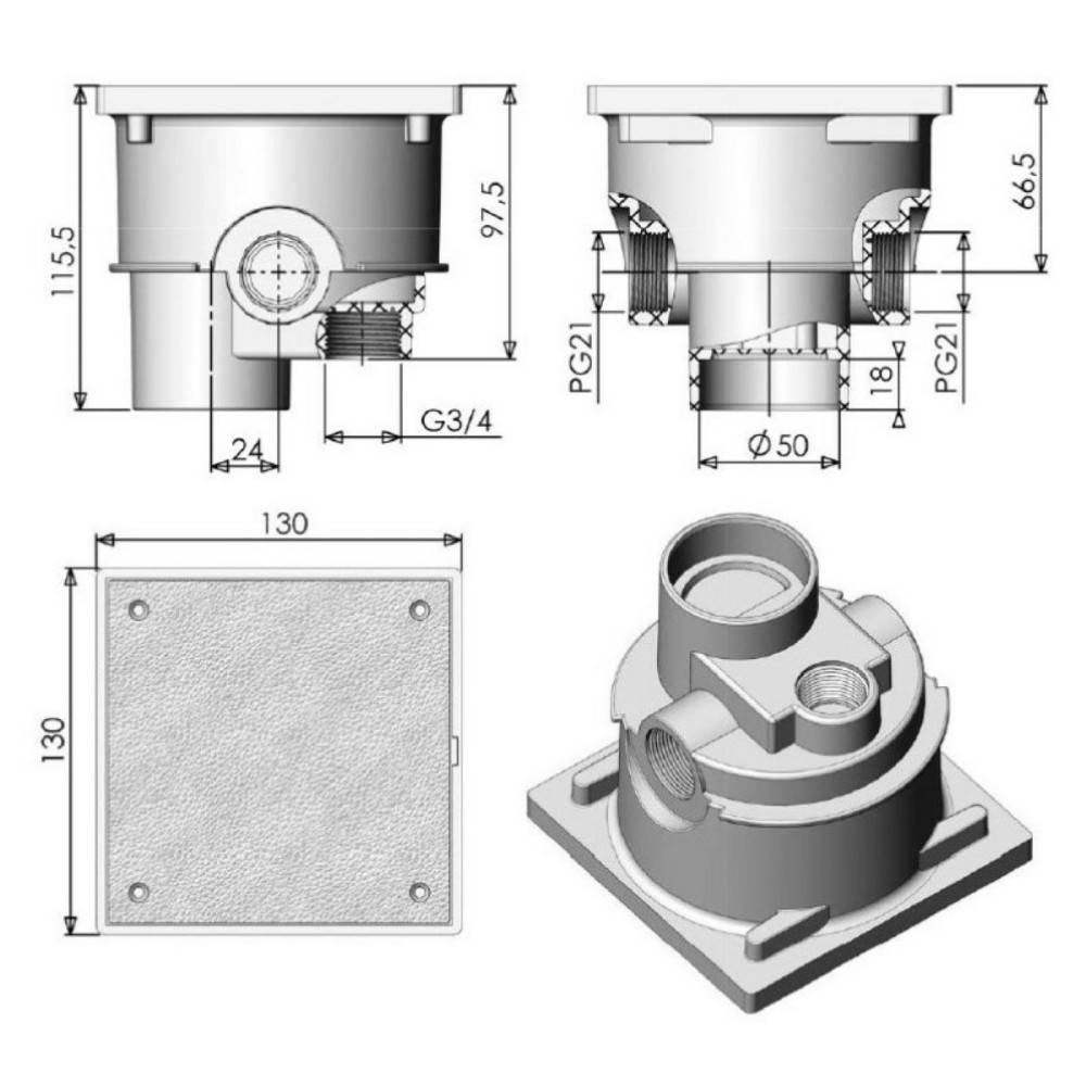 boite de connexion ø 50 mm a coller gris pour spot piscine - Image 2