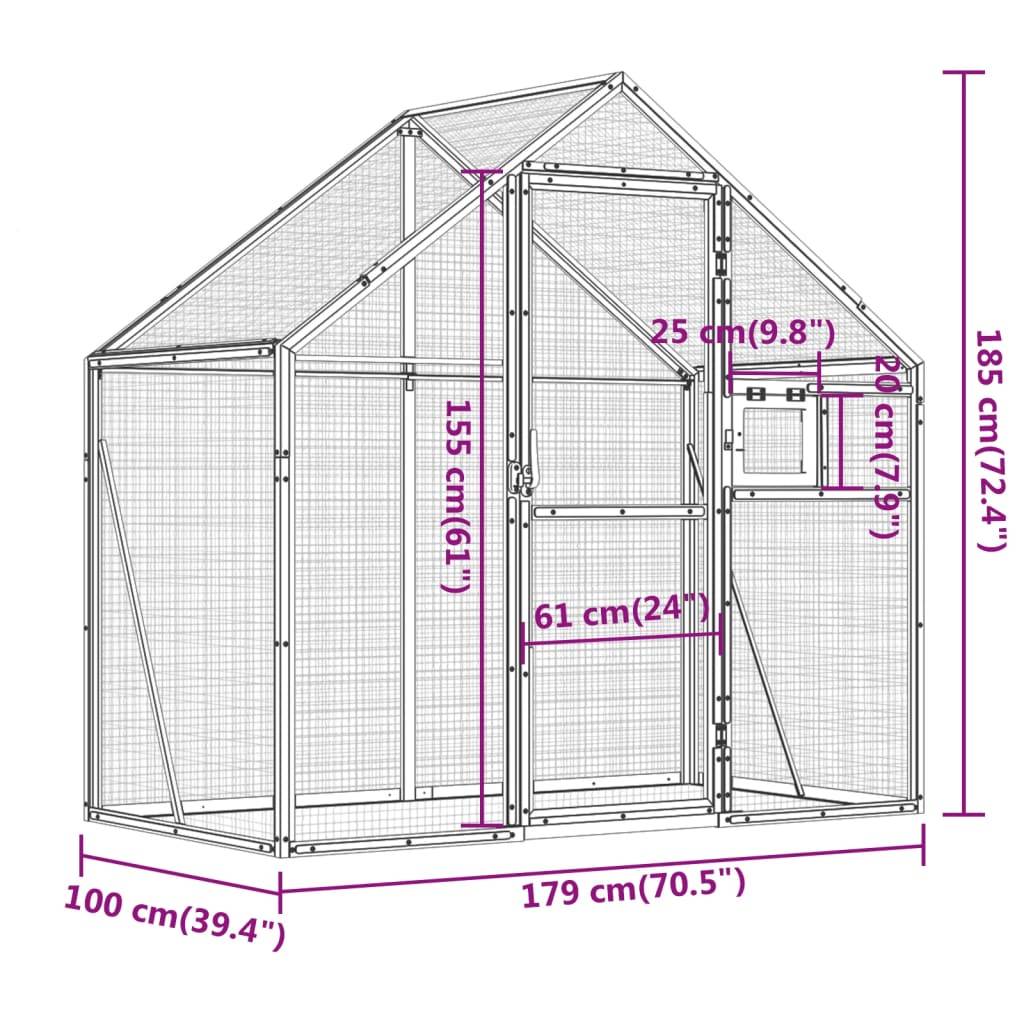 Volière Extérieure Aluminium Robuste Sécurité Jardin Argent 179x100cm - ComfortXL Outdoor Living - Image 7