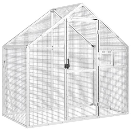 Volière Extérieure Aluminium Robuste Sécurité Jardin Argent 179x100cm - ComfortXL Outdoor Living - Image 2