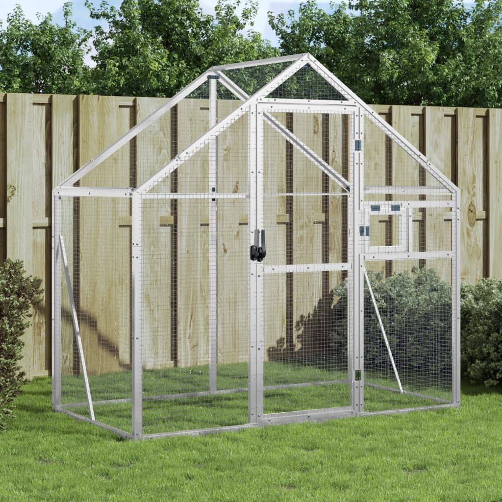 Volière Extérieure Aluminium Robuste Sécurité Jardin Argent 179x100cm - ComfortXL Outdoor Living - Image 1