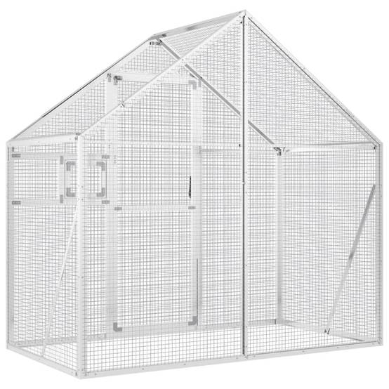 Volière Extérieure Aluminium Robuste Sécurité Jardin Argent 179x100cm - ComfortXL Outdoor Living - Image 5