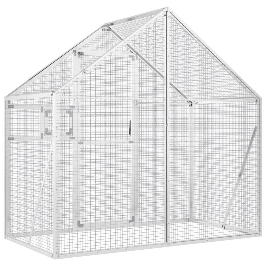 Volière Extérieure Aluminium Robuste Sécurité Jardin Argent 179x100cm - ComfortXL Outdoor Living - Image 5