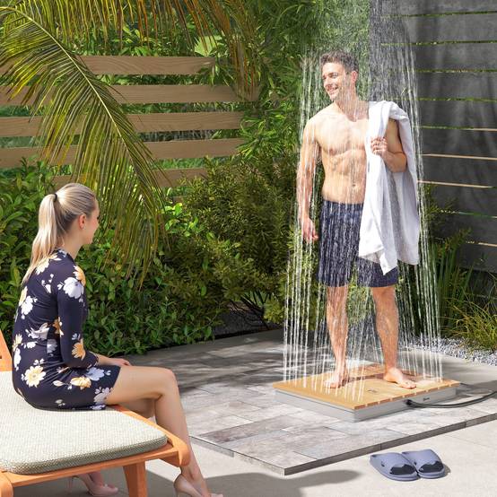 Douche de jardin aluminium gris 70 x 55 x 7.5 cm - PANGIVO - Image 3