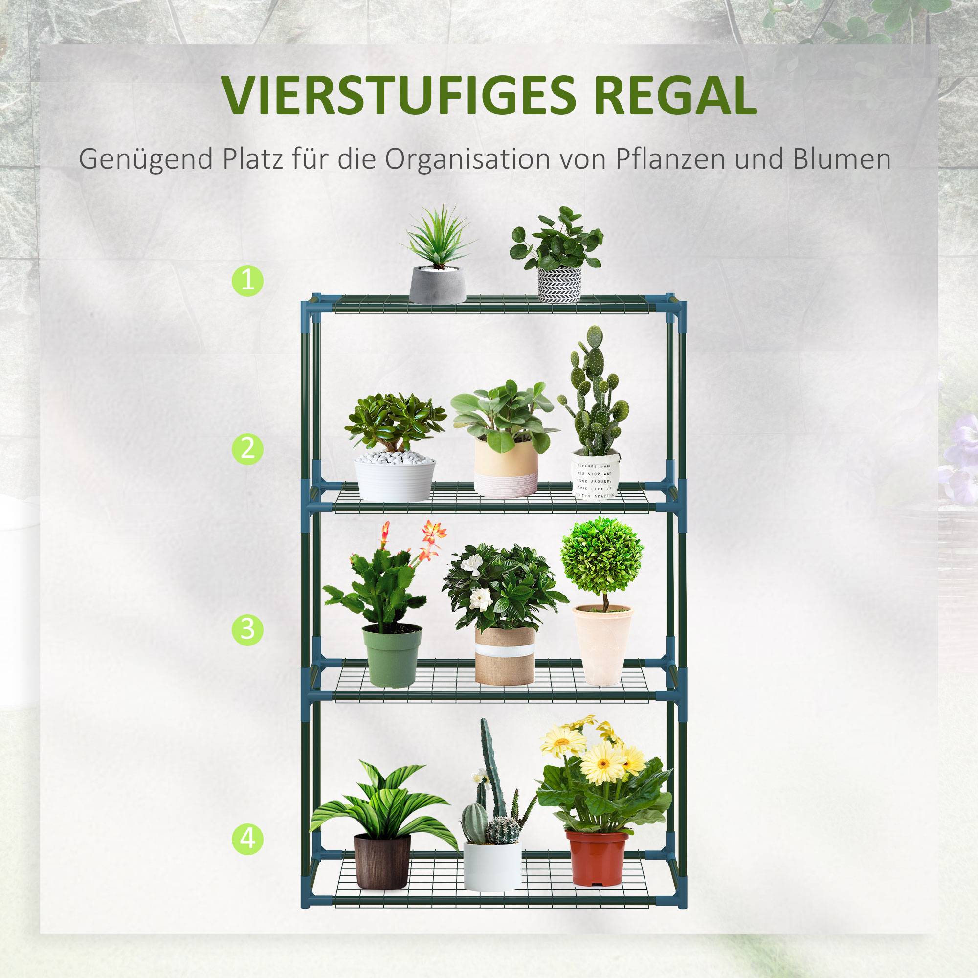 Étagère à plantes Outsunny lot de 2 4 étagères utilisables ensemble ou séparément acier vert 70 x 27 x 110 cm - Image 7