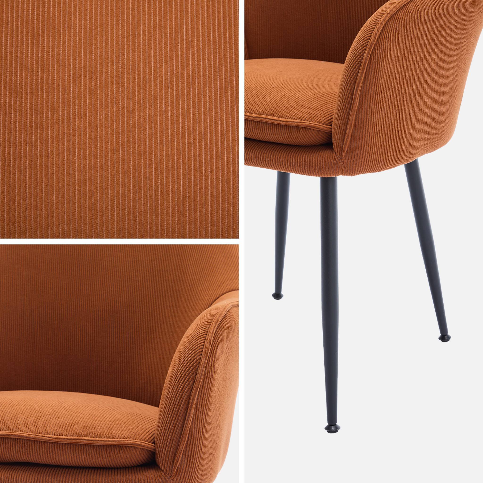 Lot de 2 fauteuils en velours côtelé camel et pieds en métal noir mat. L 57 x P 59 x H 84.5 | sweeek - Image 5