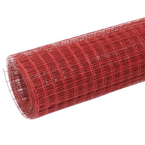 Rouleau Grillage Jardin Acier PVC Volaille Solide Maille 19mm Rouge 25x0,5m - ComfortXL Outdoor Living - Image 2