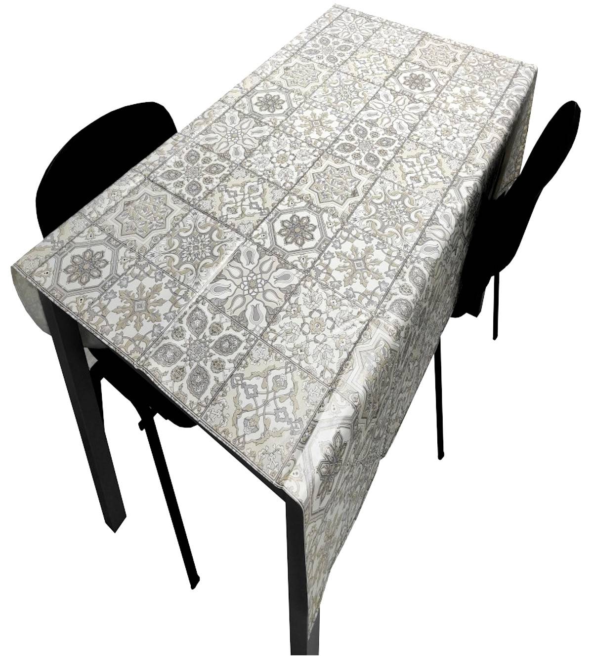 Nappe Composition PVC Base Polyester Anti-taches Mosaïque Gris Taille 140X220 CM - Image 1