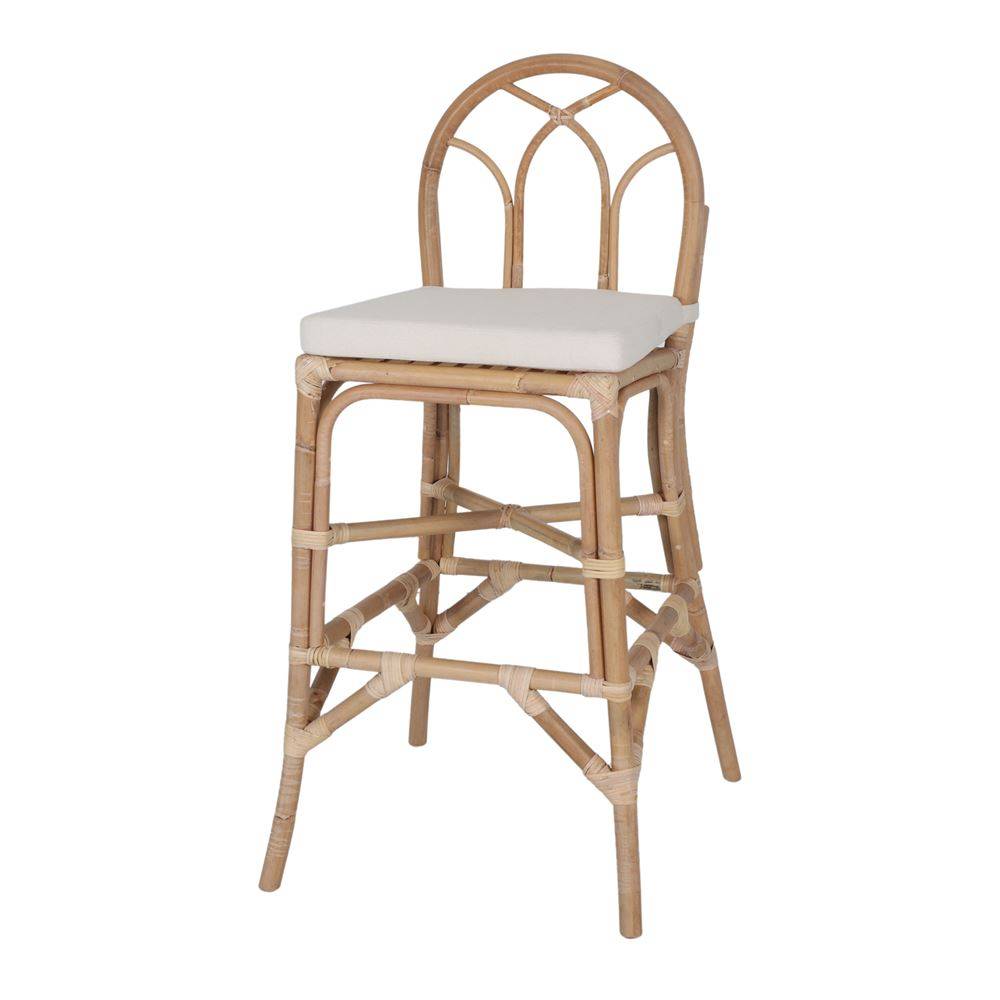 Tabouret haut en rotin avec un style méditerranéen - modèle 078 - naturel - Image 1