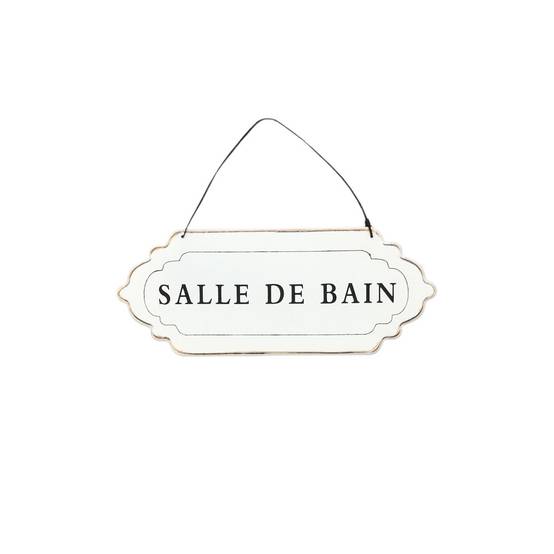 ~ Plaque de porte décorative vintage salle de bain fer blanc 12x7cm Chemin de campagne - Imagen 1