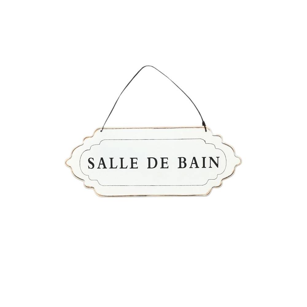 ~ Plaque de porte décorative vintage salle de bain fer blanc 12x7cm Chemin de campagne - Imagen 1