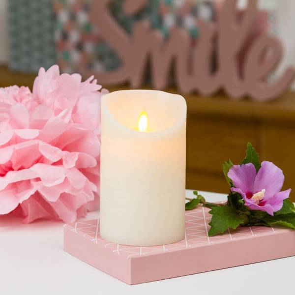 Lotti - Bougie LED en cire naturelle Blanche à piles Flamme vacillante H12cm Timer Blanc chaud Lotti - Imagen 5