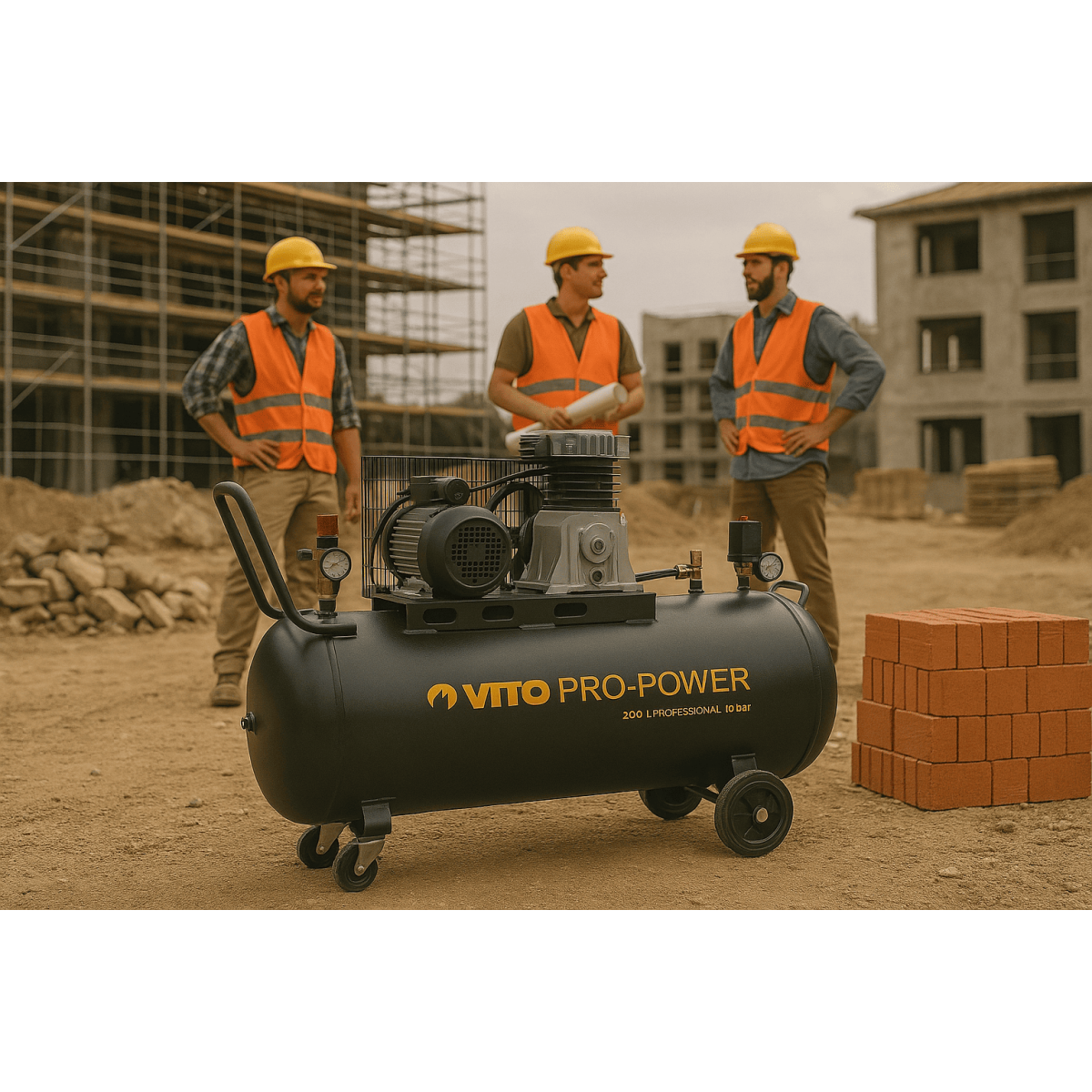 Compresseur d'air à Courroie 200 Litres 4CV 3KW Pression 10 Bar 230V VITO - Imagen 3