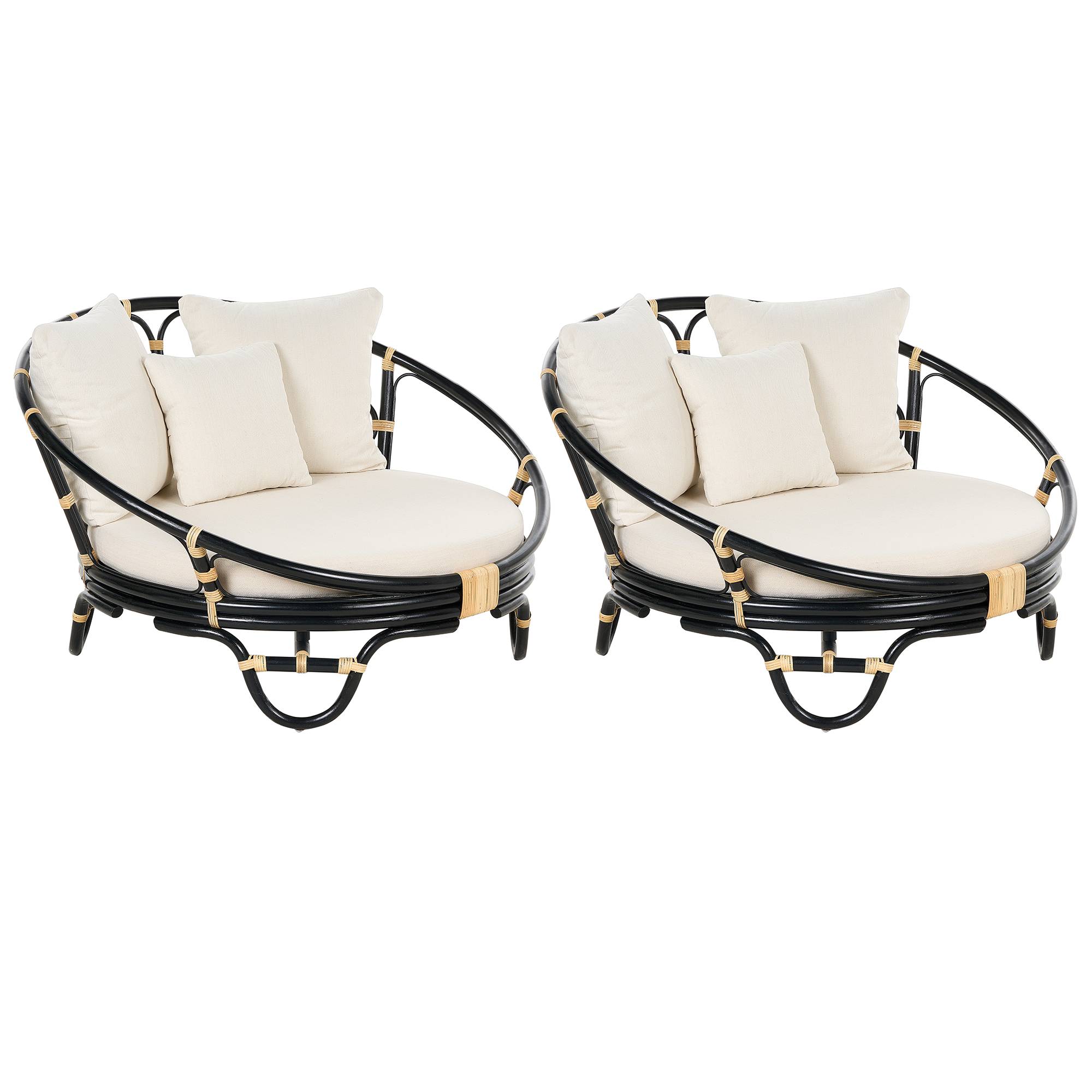 Beliani - Chaise longue de jardin Rotin Noir ROSSANO - Beliani - Imagen 2