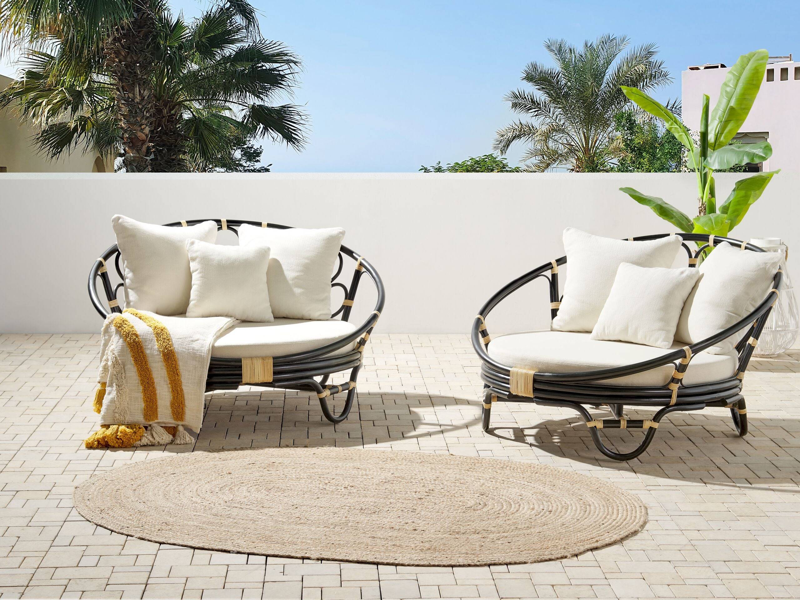 Beliani - Chaise longue de jardin Rotin Noir ROSSANO - Beliani - Imagen 1