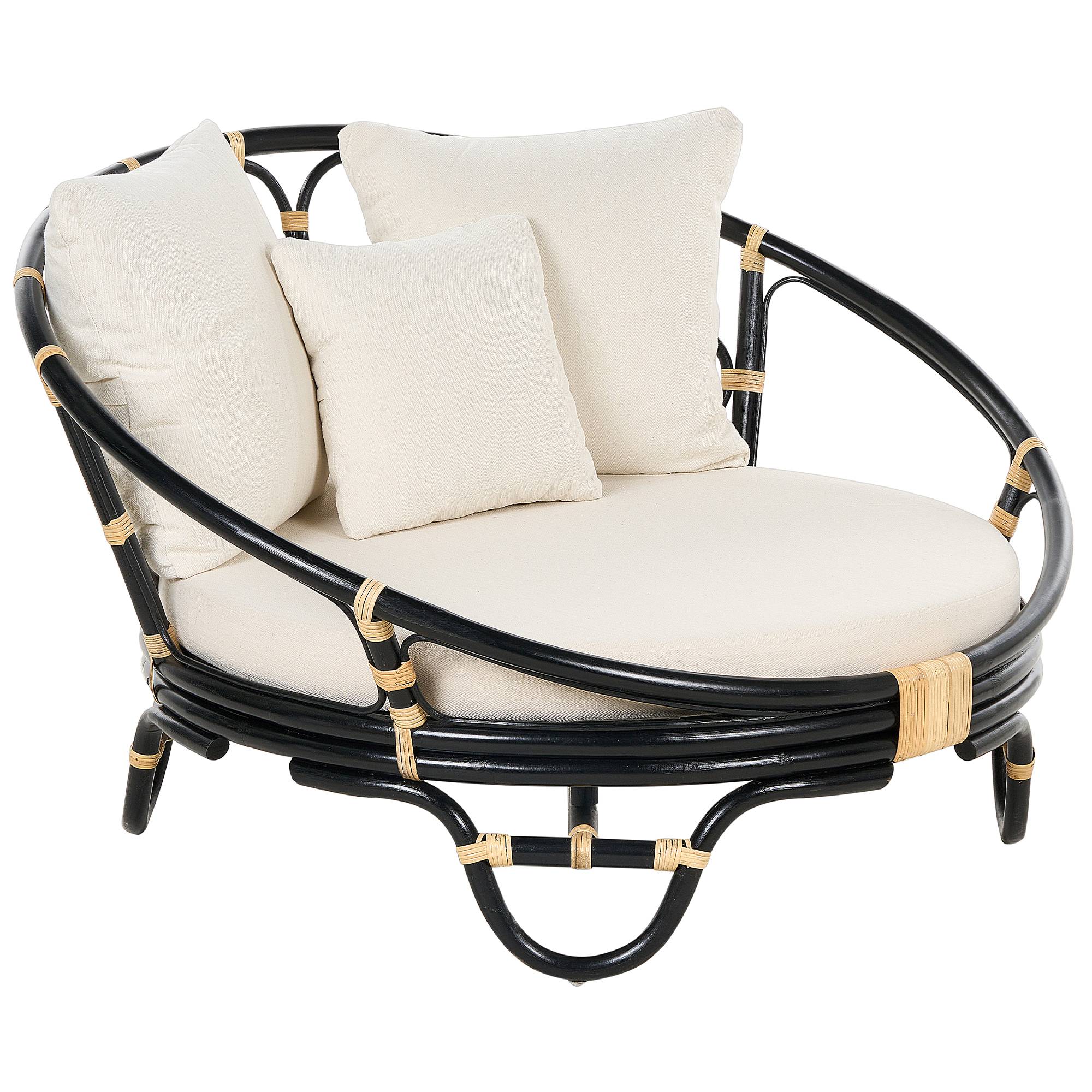 Beliani - Chaise longue de jardin Rotin Noir ROSSANO - Beliani - Imagen 5