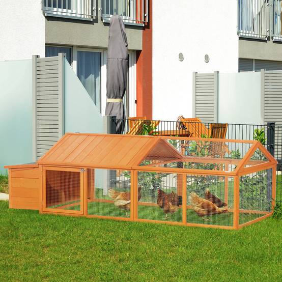 Poulailler avec pondoir bois orange 240 x 112.5 x 76 cm - PANGIVO - Image 4