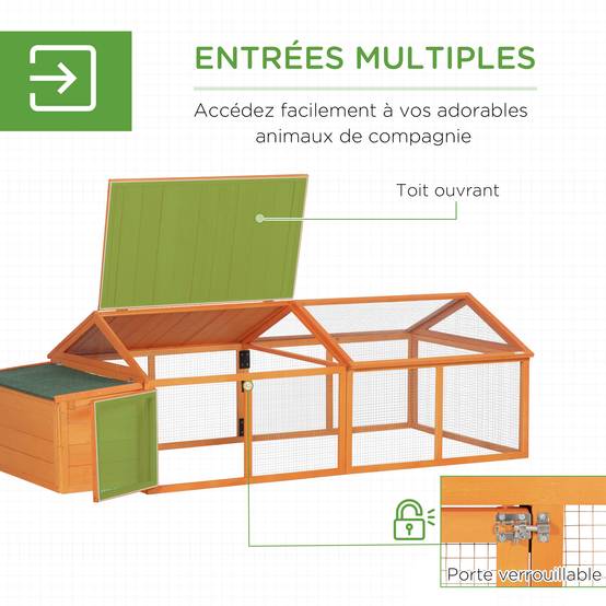 Poulailler avec pondoir bois orange 240 x 112.5 x 76 cm - PANGIVO - Image 7