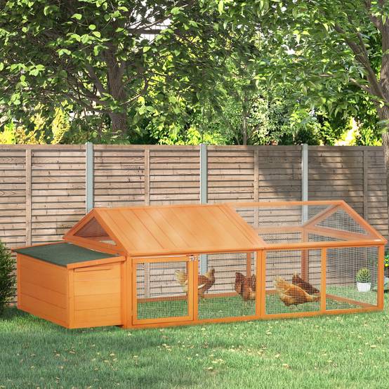 Poulailler avec pondoir bois orange 240 x 112.5 x 76 cm - PANGIVO - Image 3
