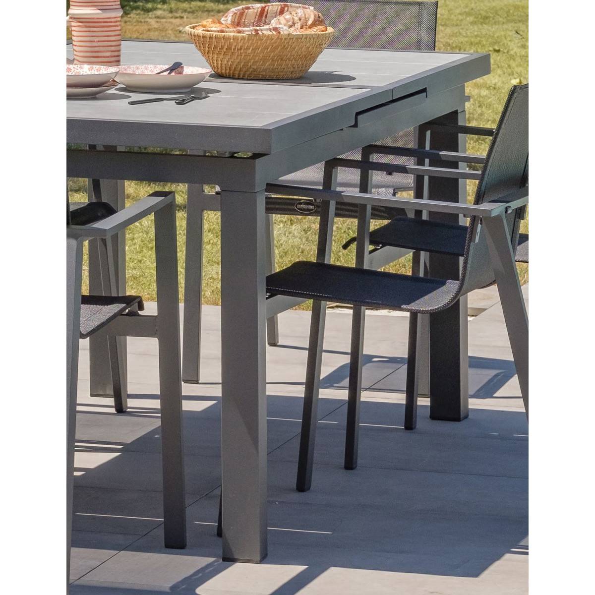 Dcb Garden - Table de Jardin Extensible en Céramique "Venise" 190-250cm Gris Anthracite - Image 4
