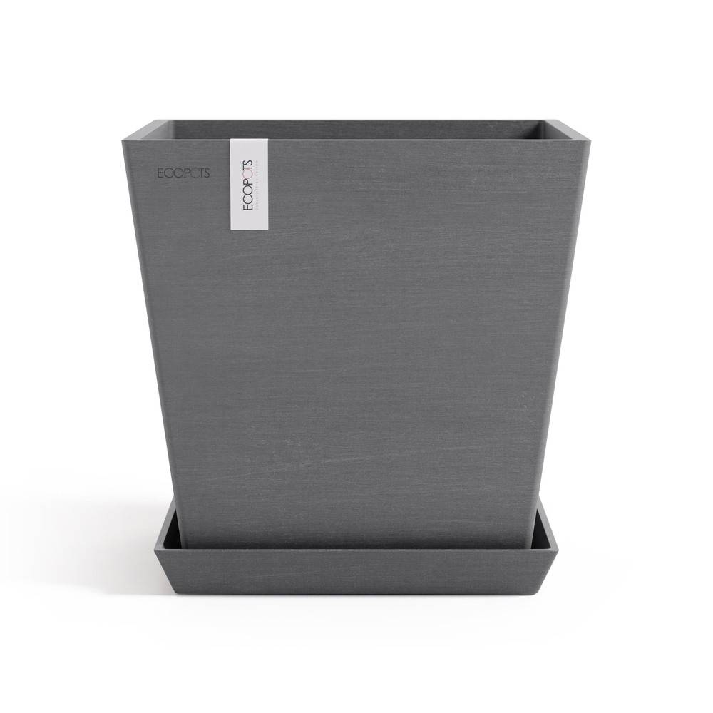 Ecopots - Pot Carré Rotterdam 25 Gris + réservoir d'eau - 25,2 x 25,2 x H. 24,5 cm - 10,7 L ECOPOTS - Imagen 3