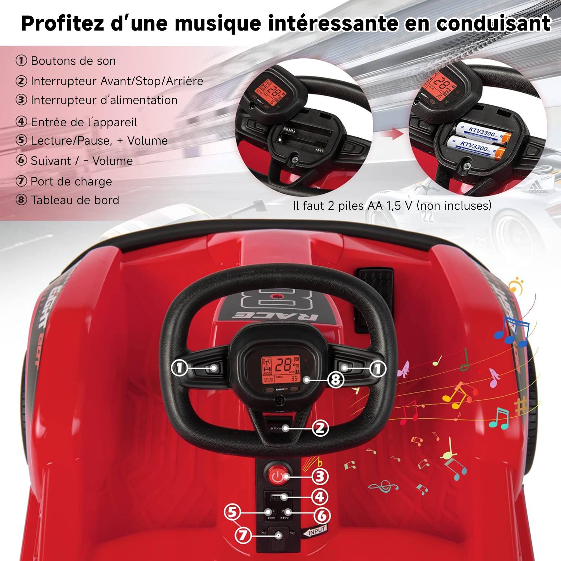 0 - Kart à pédales voiture pour enfants - ORYXEARTH - Rouge - 6V - Electrique - 4 roues - Image 4