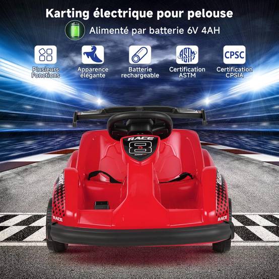 0 - Kart à pédales voiture pour enfants - ORYXEARTH - Rouge - 6V - Electrique - 4 roues - Image 8