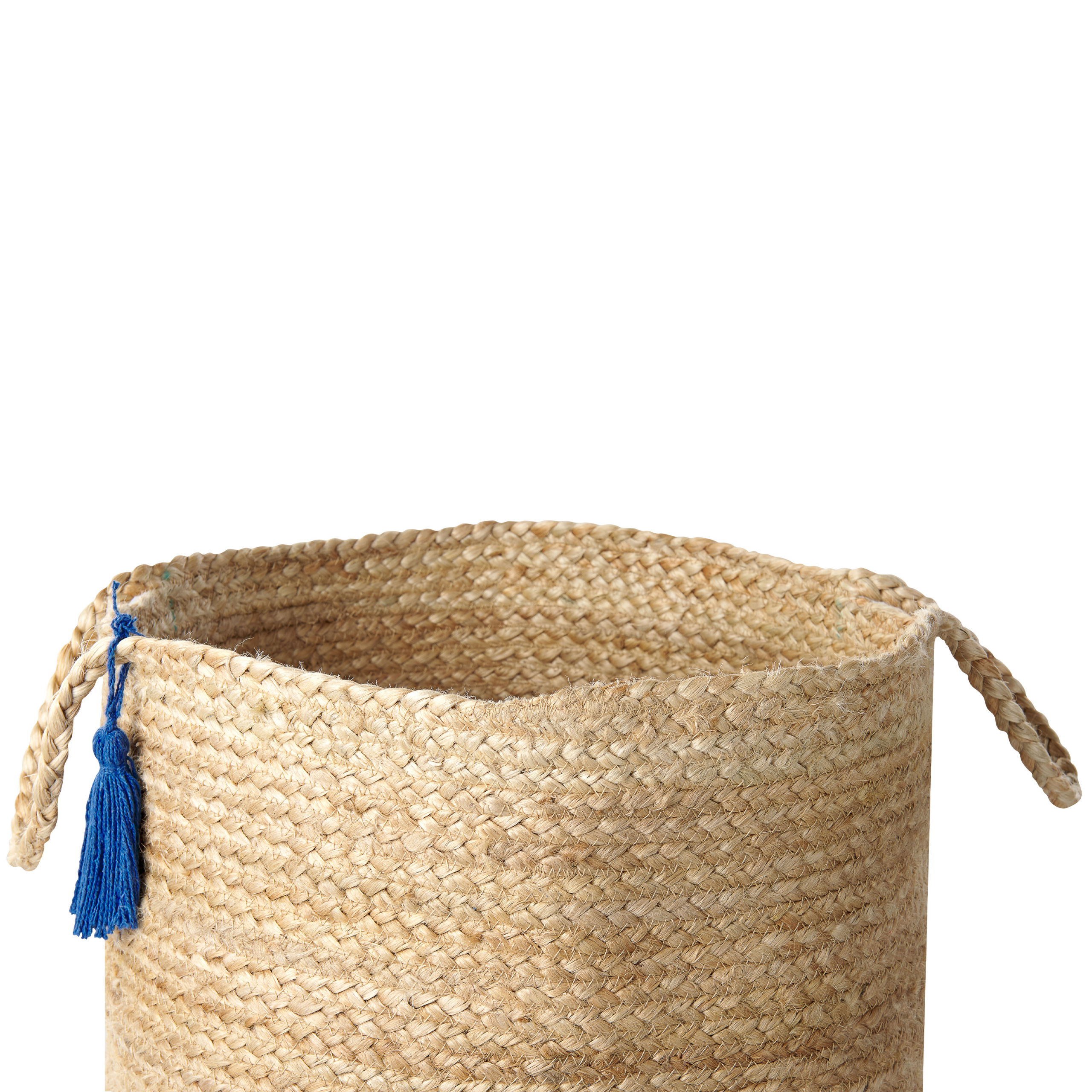 Beliani - Paniers Beige et Bleu Marine en Jute 50 cm Ronds Faits Main Rangement Intérieur pour Linge Facile à Entretenir Corbeilles Lot de 2 - Imagen 4