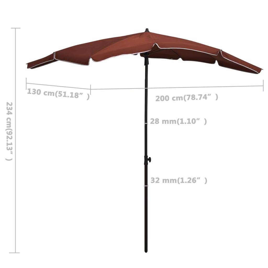 Helloshop26 - Parasol de jardin avec mât 200 x 130 cm terre cuite - Imagen 6