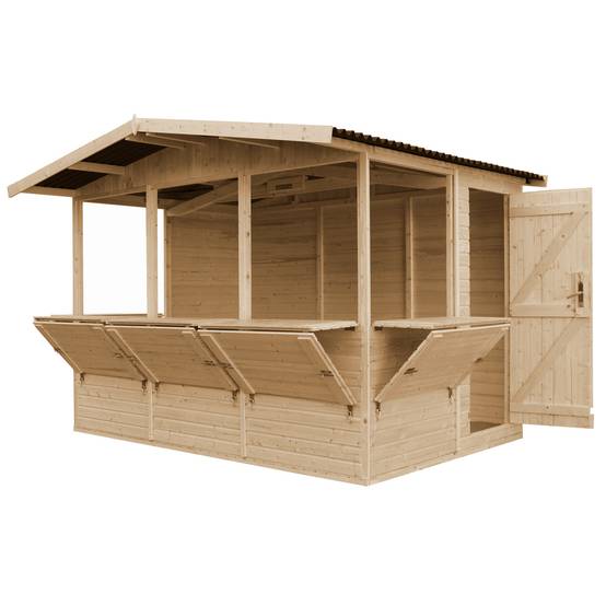 Timbela - Maison de jardin en boisH232x336x263 cm / 6 m² - Étal de marché en bois avec comptoir - 17 mm d’épaisseur - Timbela M150B - Image 3