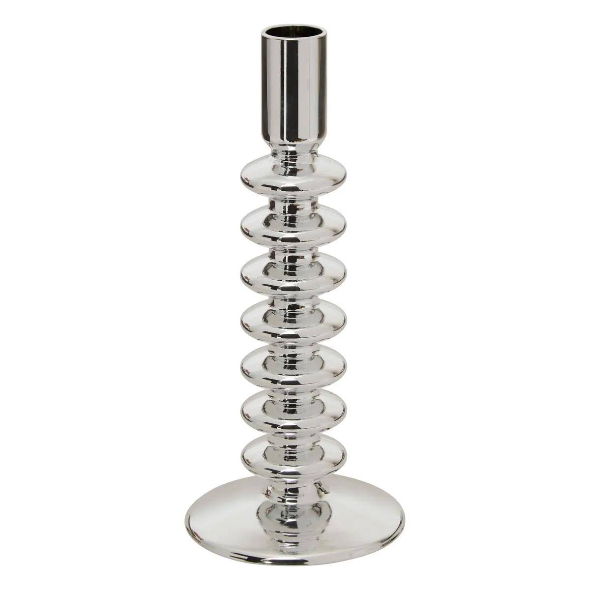 Bougeoir Design Torsadé en Verre "Sky" 21cm Argent - Image 1