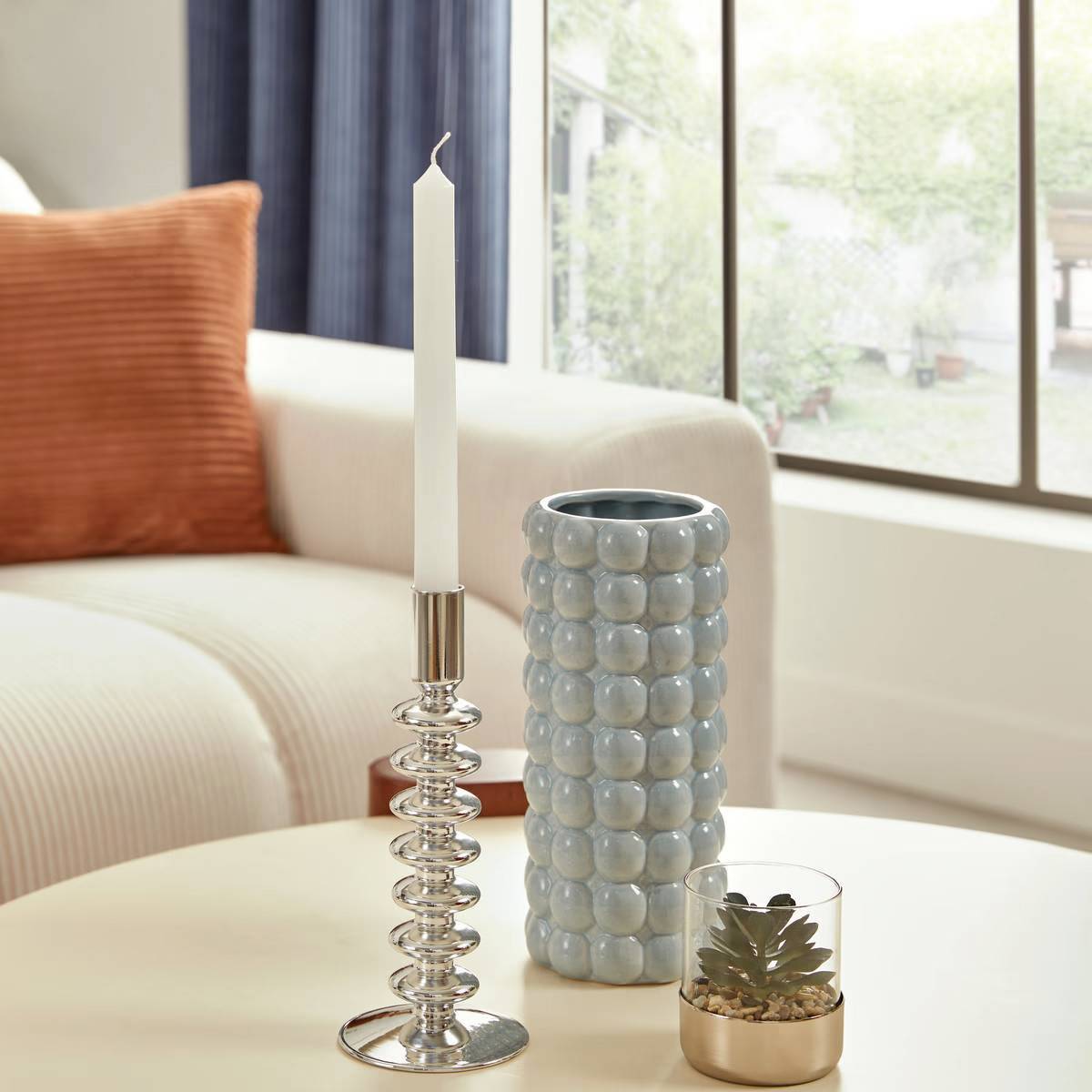 Bougeoir Design Torsadé en Verre "Sky" 21cm Argent - Image 3