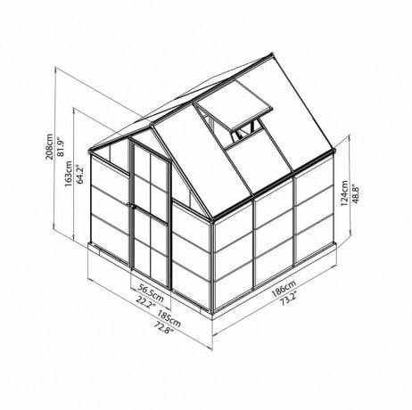 Canopia - Serre de jardin en polycarbonate Hybrid 3,44 m², Couleur Argent, Ancrage au sol Oui - Image 7