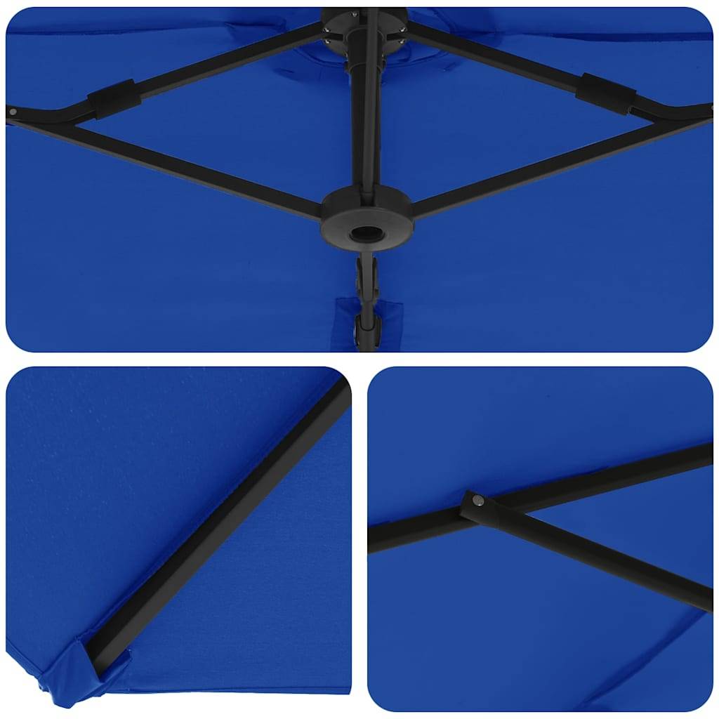 Parasol Polyester et Aluminium Azur 372 x 198 x 243 cm - PANGIVO - Image 6