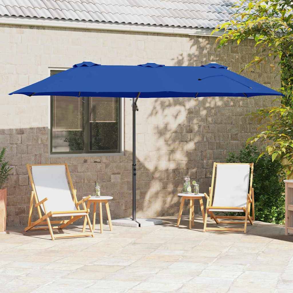 Parasol Polyester et Aluminium Azur 372 x 198 x 243 cm - PANGIVO - Image 1